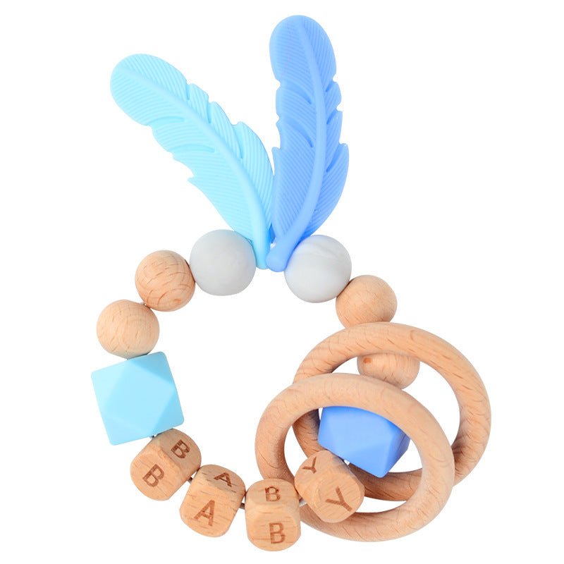 Wholesale Baby Wooden Teether Bracelet Rattle Silicone Bead Micro Stick TOY